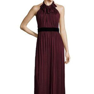 JILL STUART HALTER OPEN BACK RUFFLE NECK GOWN 8